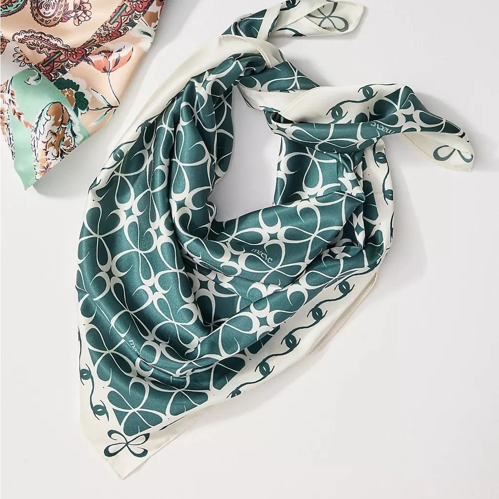 NWOT Anthropologie Maeve Satin Printed Scarf Head Scarf Hair Wrap Green